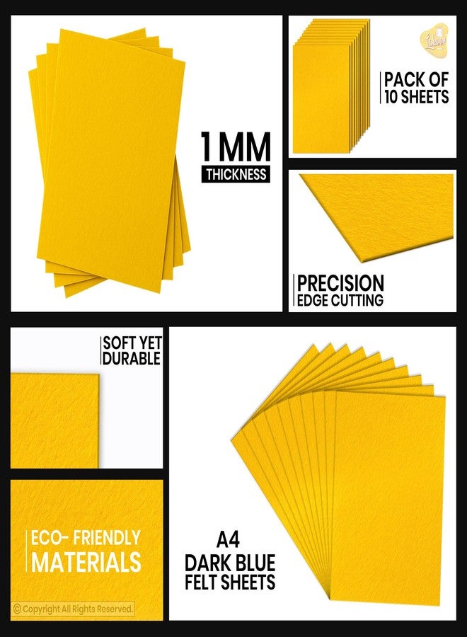 Lakeer A4 Felt Sheets 29.7cm X 21cm Set 10 Mango Yellow Color Felt Sheets Stiff Fabric Hard Squares Craft Felt 1mm Thickness for Kids School DIY Crafting Project - Image 3